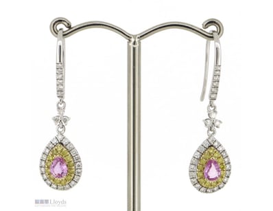 14K WHITE/YELLOW GOLD, PINK SAPPHIRE, FANCY YELLOW...