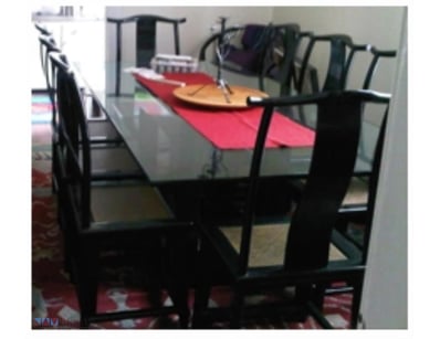 Black Lacquer over wood Lamphanger Dining Set Incl...