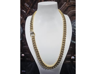 CUBAN  GOLD PLATED  STAINLESS STEEL    CHAIN-55CM-...