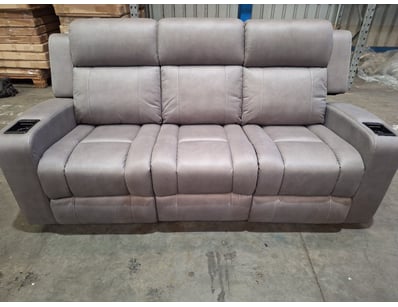 3 seater Sofa, Grey Leather Style upholstery,  Ele...