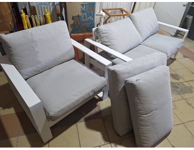 Outdoor Sofa Set With Extra Cushions, Metal Style,...