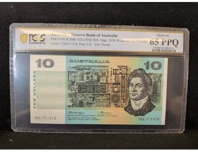AUSTRALIA RESERVE BANK $10 NOTE 1976 SIGNED KNIGHT...