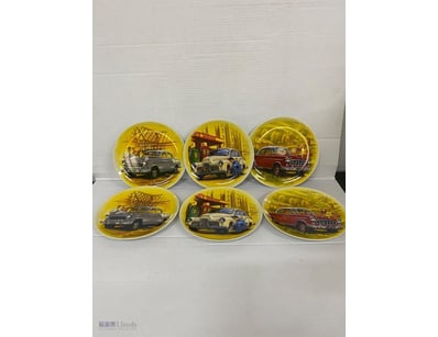 SET OF 6 VINTAGE CLASSIC CAR PLATES. 
2X 1958 THE ...