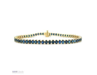 9CT YELLOW GOLD CEYLON SAPPHIRE LINE BRACELET     ...
