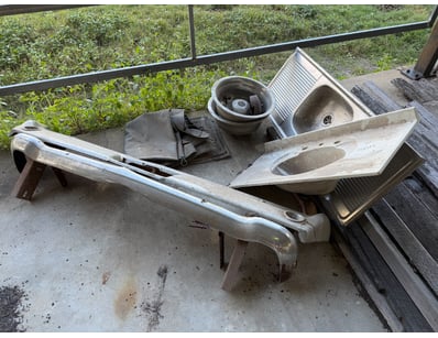 Assorted Goods including Chrome Bumpers, Sinks, Hu...