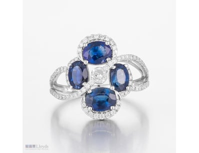 14CT WHITE GOLD AUSTRALIAN SAPPHIRE AND DIAMOND ST...