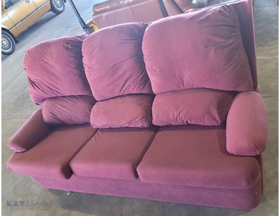 Lounge, 3-Seat, Red Upholstery, Used Condition