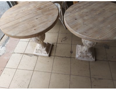 Ornate round Table (Pair), Reclaimed Timber

DIM...