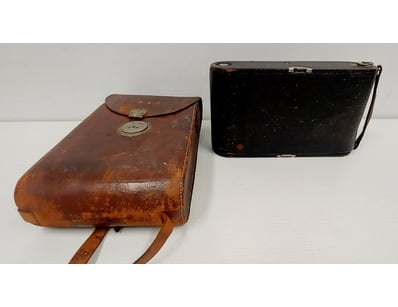 VINTAGE FOLDING BELLOWS CAMERA WITH LEATHER CARRYI...