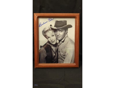 FRAMED AND SIGNED IMAGE OF ELVIS PRESLEY AND BARBA...