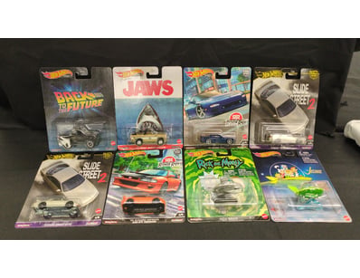 8X HOT WHEELS PREMIUM CARS INCLUDING RICK AND MORT...