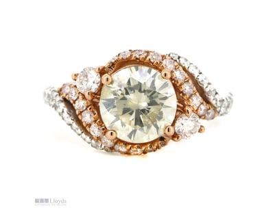14K WHITE/ROSE GOLD AND DIAMOND, DECORATIVE CROSS ...