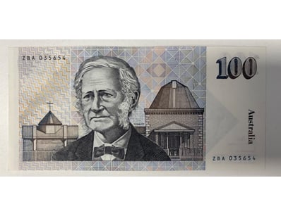 AUSTRALIAN $100 BANKNOTE, R608 (UNC)

CV: $350
...