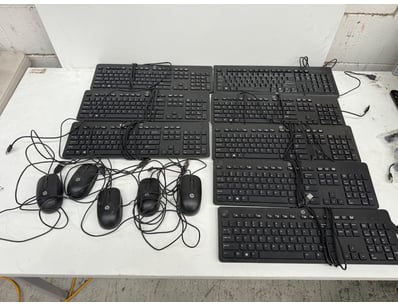 Bulk lot of HP wired keyboards and mice. Includes ...