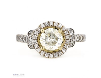 14K YELLOW/WHITE GOLD AND DIAMOND, DRESS RING.    ...