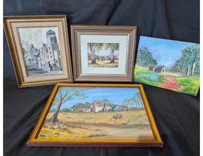 COLLECTION OF FOUR FRAMED LANDSCAPE AND ARCHITECTU...