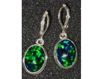 30 TCW PAIR OF STERLING SILVER AND OPAL TRIPLET HO...