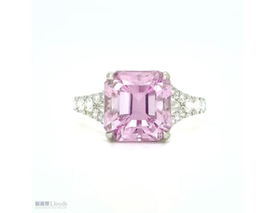 9CT WHITE GOLD KUNZITE AND DIAMOND DRESS RING     ...