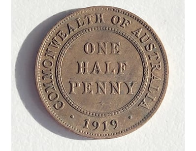 1919 AUSTRALIA HALF PENNY COIN

488567+34


