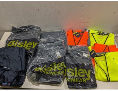 Bulk lot of Bisley workwear, includes vests and ra...