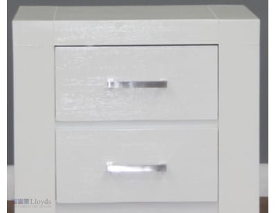 RRP $289 White bedside cabinet featuring two spaci...