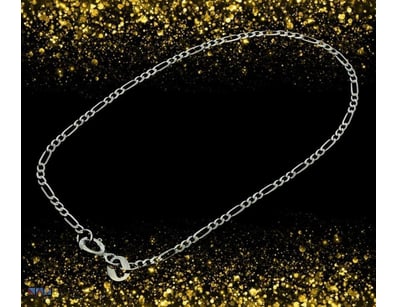 ITALIAN 9 CT WHITE GOLD 19 CM SOLID FIGARO BRACELE...