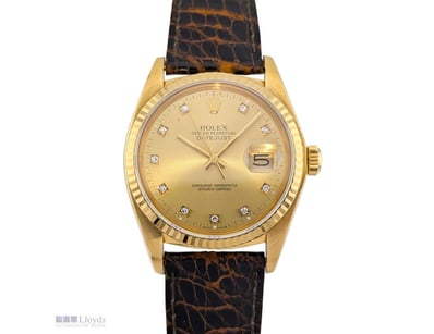 ROLEX 16018 DATEJUST 36 CHAMPAGNE DIAMOND DIAL 36M...