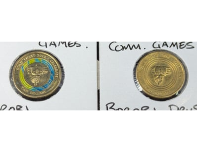 TWO 2018 'BOROBI' COMMONWEALTH GAMES TWO DOLLAR CO...