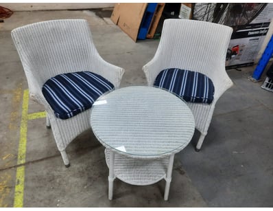 Outdoor furniture set, white finish, includes two ...