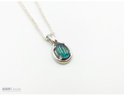 STERLING SILVER AUSTRALIAN NATURAL BLACK TRIPLET O...