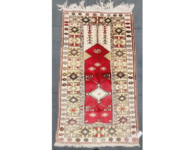 TURKISH HANDMADE RUG WITH GEOMETRIC MEDALLION DESI...