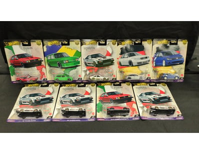 9X HOT WHEELS PREMIUM CARS INCLUDING '82 TOYOTA SU...