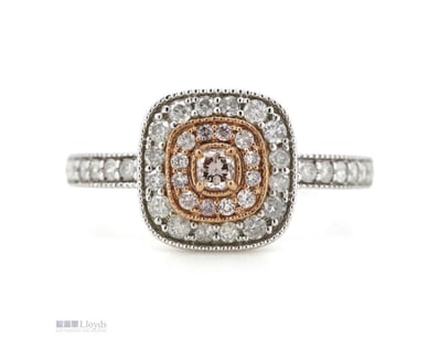 14K WHITE/ROSE GOLD, FANCY PINK DIAMOND, DOUBLE HA...