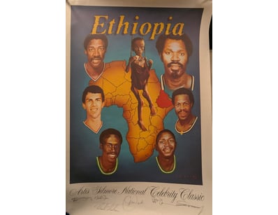 "ETHIOPIA POSTER - 60 X 85CM SIGNED BY 6 NBA GREAT...