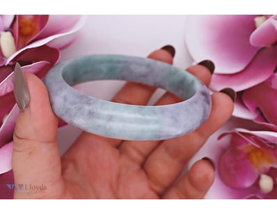 NATURAL BURMESE JADE BANGLE ON 925 SILVER - WITH C...