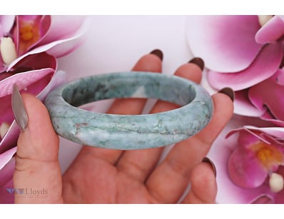 NATURAL BURMESE JADE BANGLE ON 925 SILVER - WITH C...