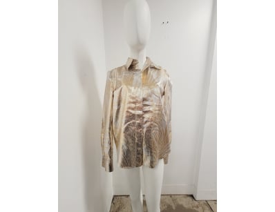 SARABATTAGLIA METALLIC GOLD AND CREAM JACQUARD SHI...