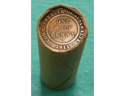 ROLL OF KGV AUSTRALIAN HALF PENNY 

Unknown Mix Ye...
