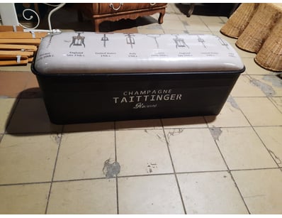 Taittinger champagne Tine seat, black and cream fi...