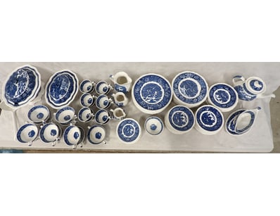 12 SEAT DINNER SET, ADAMS 'ENGLISH SCENIC IRONSTON...