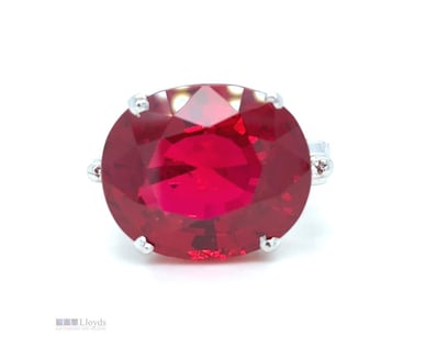 LAB GROWN RING RUBY SILVER RING CUSHION CUT      
...