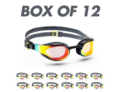 Box 12 x Black Racing Swimming Goggles:  Twelve Pa...