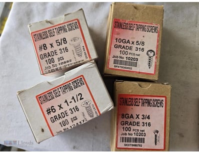 Stainless Steel Screws Different Sizes, 4 Boxes Ea...