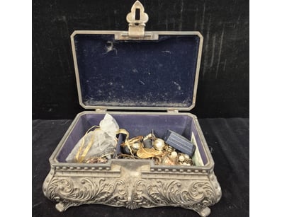 JEWELLERY CASKET WITH  COSTUME JEWELLERY COLLECTIO...