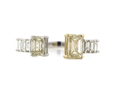 14K WHITE/YELLOW GOLD, FANCY YELLOW DIAMOND AND DI...