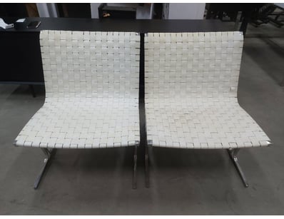 Pair Of Chairs, Metal & Leather Style, Natural Fin...