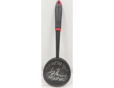SOUP LADEL SIGNED BY THE SOUP NAZI LARRY THOMAS FR...
