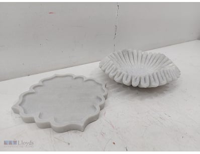 Pair of decorative Alabaster Stone ornaments featu...