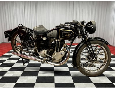 <b>1938 AJS 350cc Single Cylinder Motorcycle - Bla...