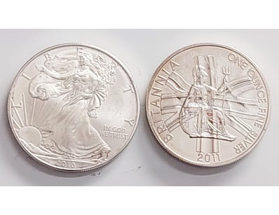 TWO MIXED SILVER COIN COLLECTION - US AMERICAN EAG...